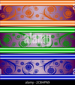 vektor-Illustration eines Satzes von gestreiften Blumenbannern Stock Vektor