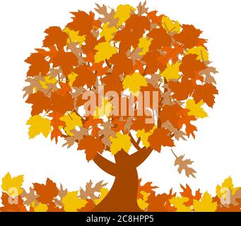 vektordarstellung des Herbstbaums isoliert auf weißem Hintergrund. Stock Vektor
