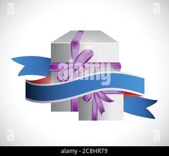 Geschenkbox und Band Illustration Design auf weißem Hintergrund Stock Vektor