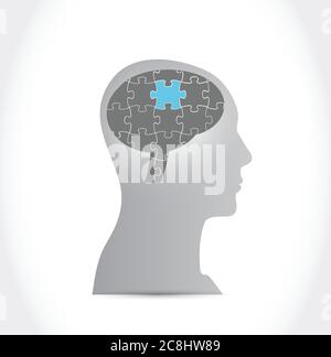 Puzzle Gehirn Illustration Design auf einem weißen Hintergrund Stock Vektor