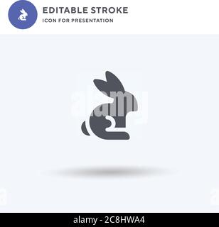 Kaninchen-Symbolvektor, gefülltes flaches Zeichen, solides Piktogramm isoliert auf Weiß, Logo-Illustration. Kaninchen-Symbol für Präsentation. Stock Vektor