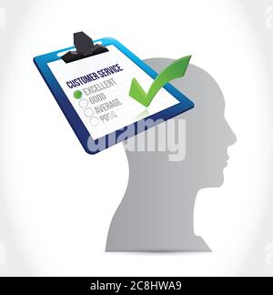 Kundenservice auf meinen Kopf Konzept Illustration Design auf weißem Hintergrund Stock Vektor