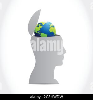 Kopf und Kugel in einem Kopf Illustration Design auf einem weißen Hintergrund Stock Vektor