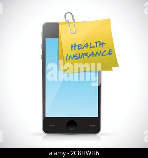 Krankenversicherung und Telefon Illustration Design auf einem weißen Hintergrund Stock Vektor