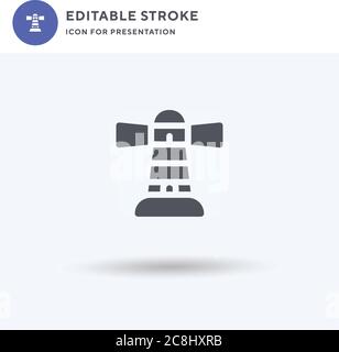 Leuchtturm-Symbolvektor, gefülltes flaches Schild, solides Piktogramm isoliert auf Weiß, Logo-Illustration. Leuchtturmsymbol für Präsentation. Stock Vektor