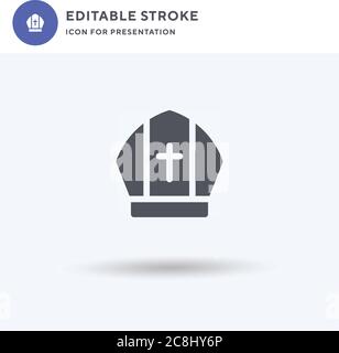 Papst-Symbolvektor, gefülltes flaches Zeichen, solides Piktogramm isoliert auf Weiß, Logo-Illustration. Papst-Ikone zur Präsentation. Stock Vektor