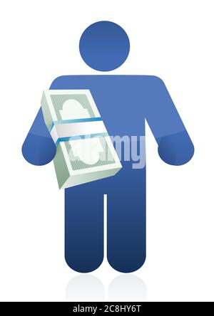 Halten Dollar Scheine. Illustration Design auf einem weißen Hintergrund Stock Vektor