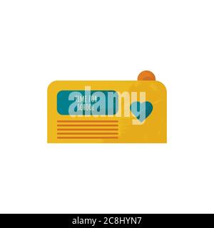 Zeit für Schulkonzept. Bunte elektronische Uhr mit Text Zeit für die Schule. Vektor-Illustration in Cartoons flachen Stil mit Textur. Kinderuhr Stock Vektor