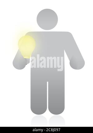 Symbol mit Glühbirne. Illustration Design auf weißem Hintergrund Stock Vektor