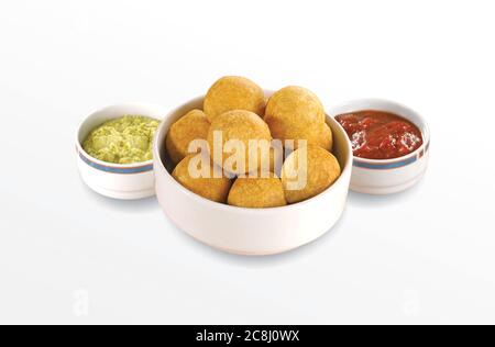 Trockene Frucht Kachori ist klein und runde Form ball gefüllt mit Masala und Cashew usw., selektiven Fokus - Bild Stockfoto