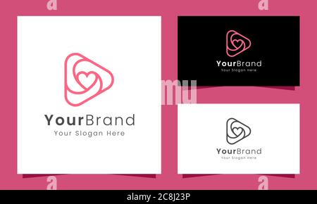 Love Play Linie Logo Design Konzept. Moderne und einfache Idee Stock Vektor