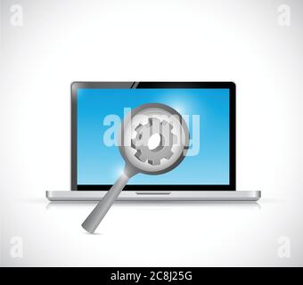 Industrie auf Forschung. Laptop-Illustration Design auf weißem Hintergrund Stock Vektor