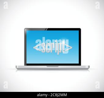 Computer-Skript Zeichen Illustration Design auf weißem Hintergrund Stock Vektor