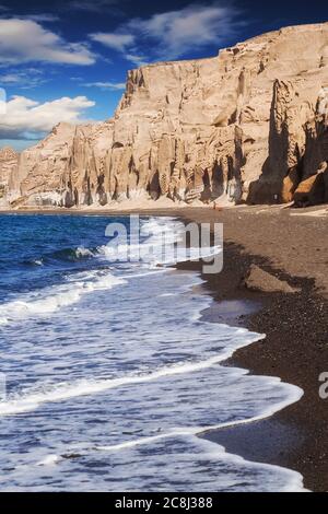 Vlychada Strand bei Sonnenuntergang, Santorini Insel, Griechenland Stockfoto