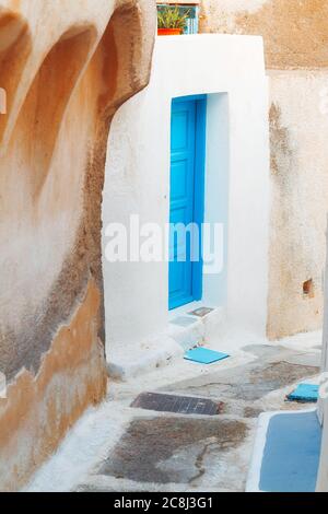 Der alte Teil des Emporio Dorfes, Santorini, Griechenland Stockfoto