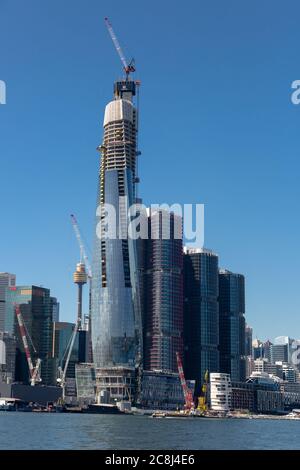 Sydney Australien. Freitag, 13. März 2020. Crown Towers Sydney, ein 5-Sterne-Luxushotel in Barangaroo, das im Bau ist. Auch Blick auf das Barangaroo I Stockfoto