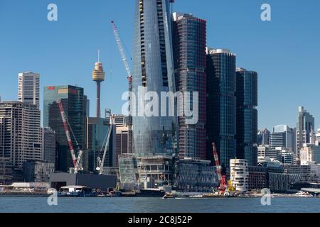 Sydney Australien. Freitag, 13. März 2020. Crown Towers Sydney, ein 5-Sterne-Luxushotel in Barangaroo, das im Bau ist. Auch Blick auf das Barangaroo I Stockfoto