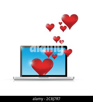 Computer Liebe Verbindung. internet-Kommunikationskonzept. Illustration Design über weiß Stock Vektor
