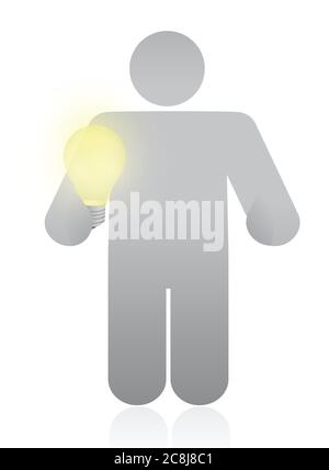 Symbol mit Glühbirne. Illustration Design auf weißem Hintergrund Stock Vektor