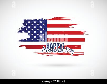 Memorial Day Urlaub Flagge Zeichen Illustration Design auf weißem Hintergrund Stock Vektor