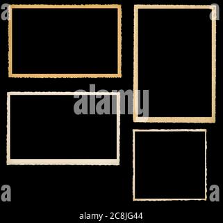 Set von Vintage-Fotorahmen, auf schwarzem Hintergrund ausgeschlagen Stockfoto