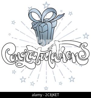 Herzlichen Glückwunsch - Typografie, Beschriftung, handschriftlich zur Begrüßung. Glückwunschkarte. Handbeschriftetem Text. Moderne Pinsel Kalligraphie. Handgeschriebener Satz. Stock Vektor