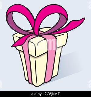 Geschenkkarton. Geschenkbox mit Band Linie Symbol, Kontur Vektor-Zeichen, lineare Stil Piktogramm. Stock Vektor