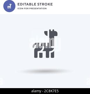 Giraffe-Symbolvektor, gefülltes flaches Schild, solides Piktogramm isoliert auf Weiß, Logoillustration. Giraffe-Symbol für Präsentation. Stock Vektor