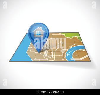 Home gps-Karte Illustration Design auf einem weißen Hintergrund Stock Vektor