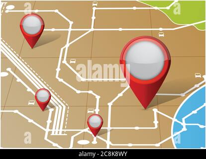 Karte und Locator Zeiger Illustration Design Hintergrund Stock Vektor