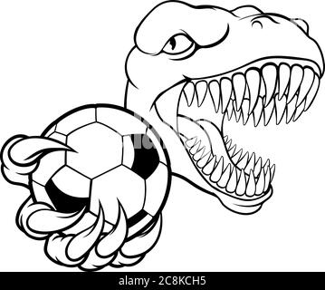 Dinosaurier-Fußball-Spieler Sport Maskottchen Stock Vektor