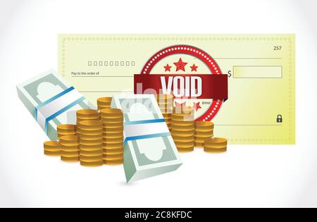 Void Bankscheck und Geld Illustration Design auf einem weißen Hintergrund Stock Vektor