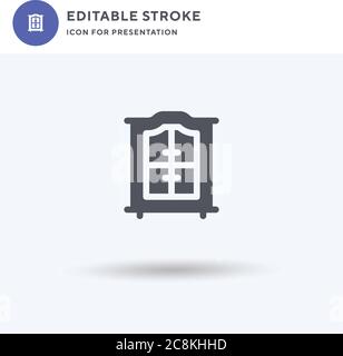 Schrank Symbol Vektor, gefüllt flache Zeichen, solide Piktogramm isoliert auf weiß, Logo-Illustration. Kabinensymbol für Präsentation. Stock Vektor