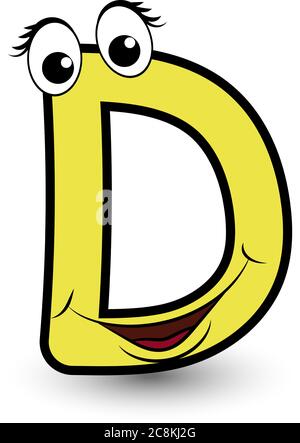 Lustige Hand gezeichnet Cartoon gestylt Schriftart bunten Buchstaben C mit lächelndem Gesicht Vektor Alphabet Illustration. Gut für Kinder Lernaktivität Stock Vektor