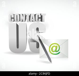 Kontaktieren Sie uns Umschlag und Schild Illustration Design auf weißem Hintergrund Stock Vektor
