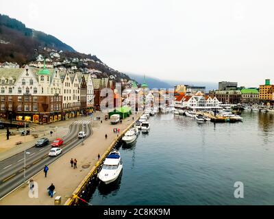 Bryggen in Bergen Stockfoto