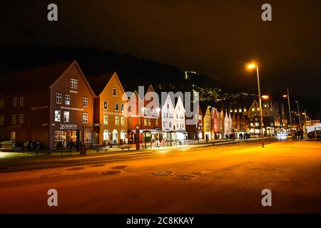 Bryggen in Bergen Stockfoto