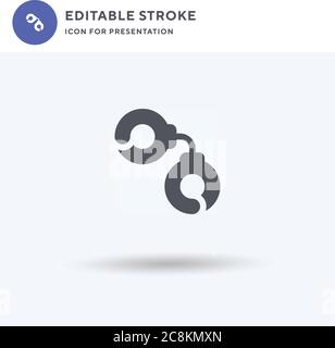 Handschellen Symbolvektor, gefülltes flaches Schild, solides Piktogramm isoliert auf weiß, Logo-Illustration. Symbol für Handschellen zur Präsentation. Stock Vektor