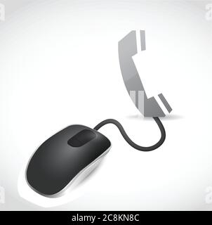 Maus- und Telefonillustrationdesign auf weißem Hintergrund Stock Vektor