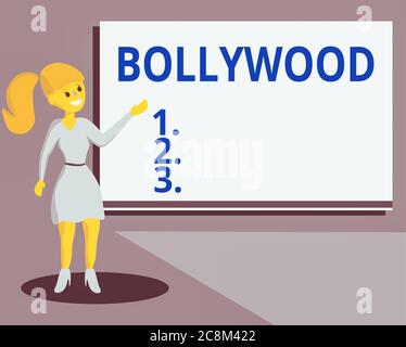 Konzeptionelle Handschrift mit Bollywood. Konzept bedeutet Hollywood, bezieht sich auf die Hindi Sprache Filmindustrie in Indien. Wo-Analyse mit AUD Stockfoto