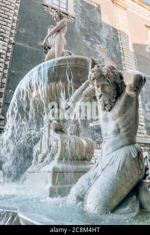 Brunnen des Amenano Flusses in Catania, Sizilien, Italien Stockfoto