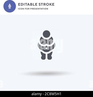 Venus von Willendorf Ikonenvektor, gefülltes flaches Zeichen, solides Piktogramm isoliert auf Weiß, Logoillustration. Venus von Willendorf Ikone zur Präsentation. Stock Vektor