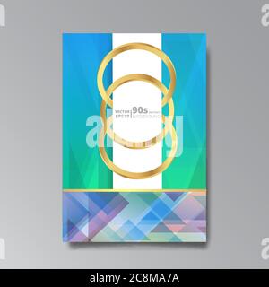 Abstrakt eleganter Luxus Hintergrund, drei goldene Ringe, Kette, goldener Schmuck, geometrische Formen. Modische Brillanz Pracht, 3d-Effekt, flayer, invitt Stock Vektor