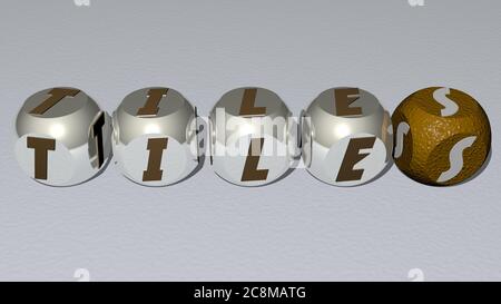 Kreuzworträtsel von Fliesen angeordnet durch kubische Buchstaben auf einem Spiegelboden, Konzept Bedeutung und Präsentation. Hintergrund und abstrakt. 3D-Illustration Stockfoto