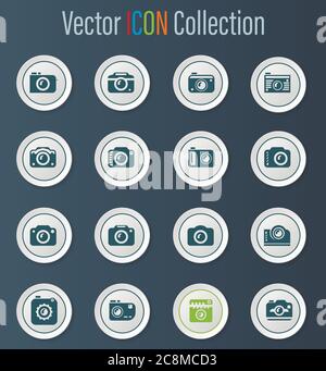 Foto Kamera Icon Set Stock Vektor