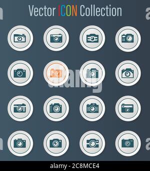 Foto Kamera Icon Set Stock Vektor