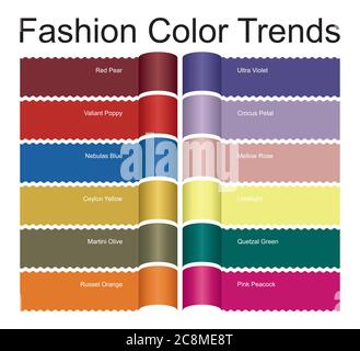 Farbe des Jahres lebende Koralle pantone und andere modische Trend-und neutrale Farben der Frühjahr-Sommer-Saison aus Fashion-Wochen. Vektorgrafiken. Stock Vektor