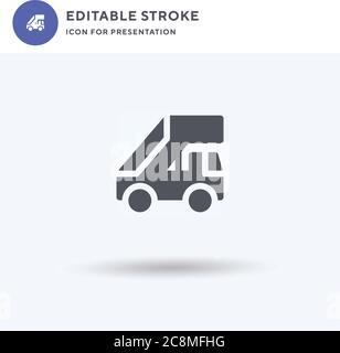 Flugzeug Treppen Symbolvektor, gefüllt flaches Zeichen, solides Piktogramm isoliert auf weiß, Logo-Illustration. Symbol für Flugzeugtreppen zur Präsentation. Stock Vektor