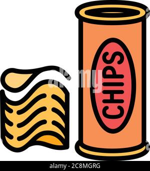 Symbol für Spänetöhre. Umriss Chips Rohr Vektor-Symbol für Web-Design isoliert auf weißem Hintergrund Stock Vektor