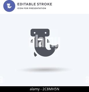 Hammerkopf-Symbolvektor, gefülltes flaches Zeichen, solides Piktogramm isoliert auf Weiß, Logo-Illustration. Hammerkopf-Symbol für die Präsentation. Stock Vektor